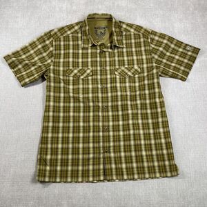 Kuhl Shirt Mens XL Green Plaid Short Sleeve Button Front Hiking Casual Outdoor